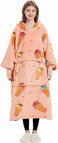 Wearable Blanket Hoodie for Adult Long Sherpa Oversized Sweatshirt