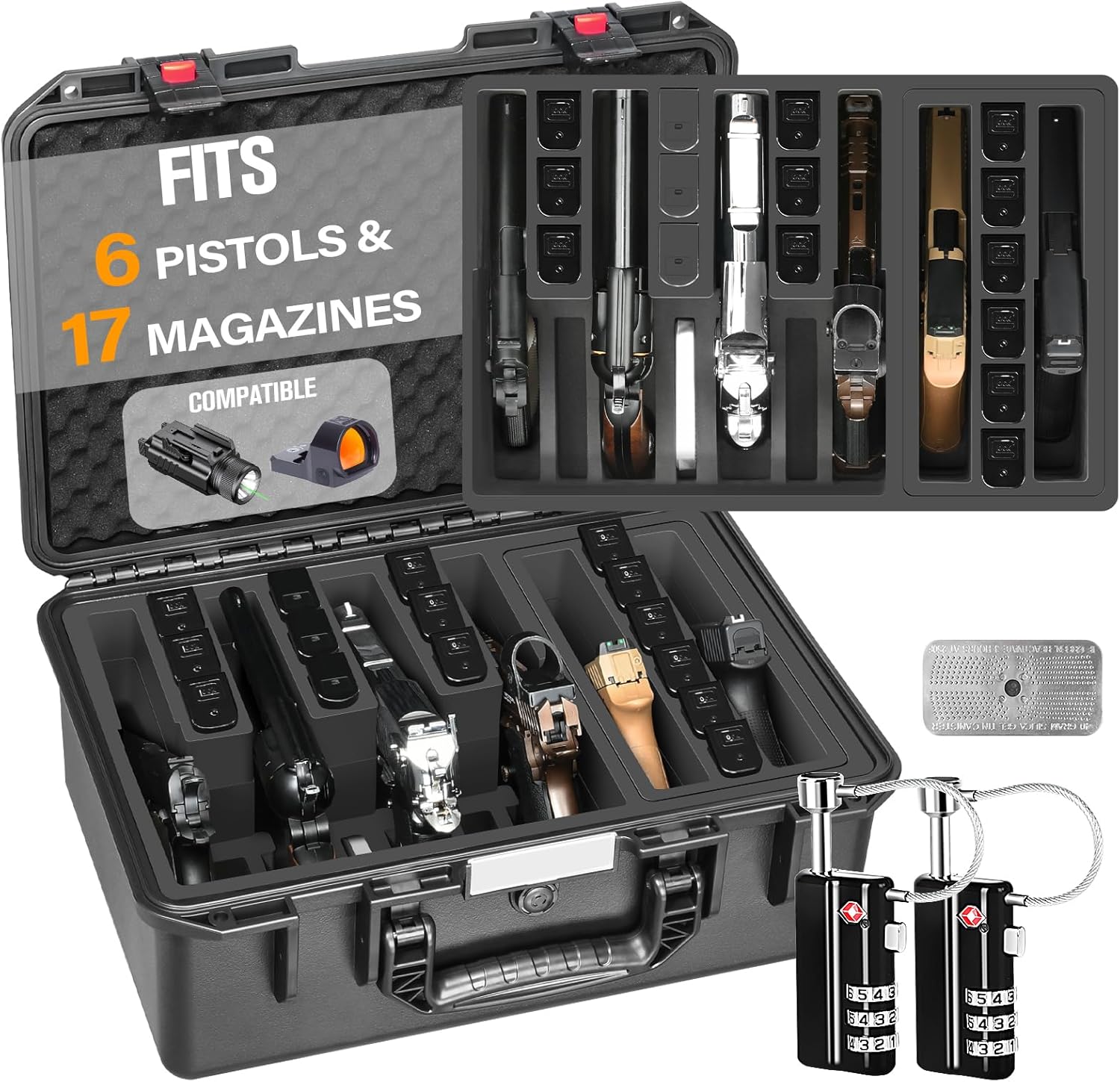TSA Approved Pistol Case for Multiple Handguns - Waterproof Hard Case