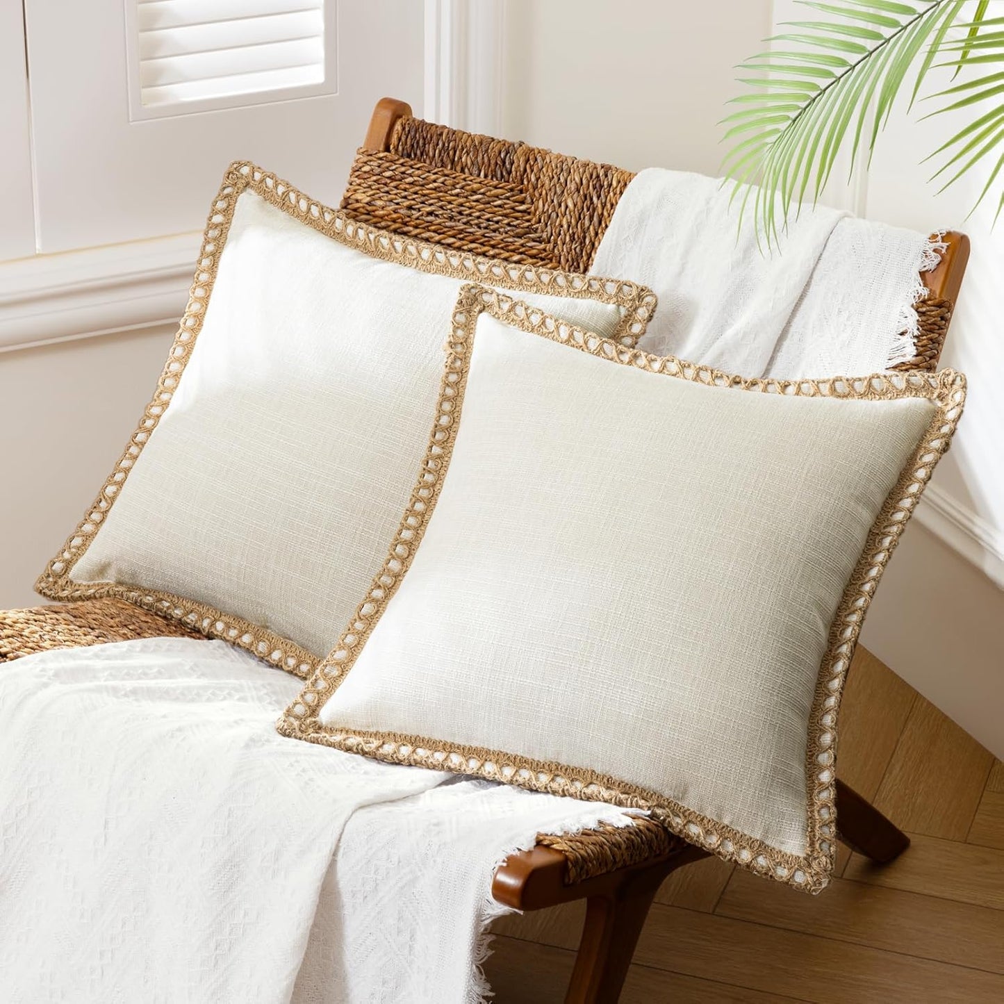 Phantoscope Farmhouse Decorative Throw Pillow Covers 22 x 22 in