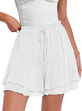 Skorts for Women Boho Casual Beach Mini Skirts - Floral Ruffle Chiffon