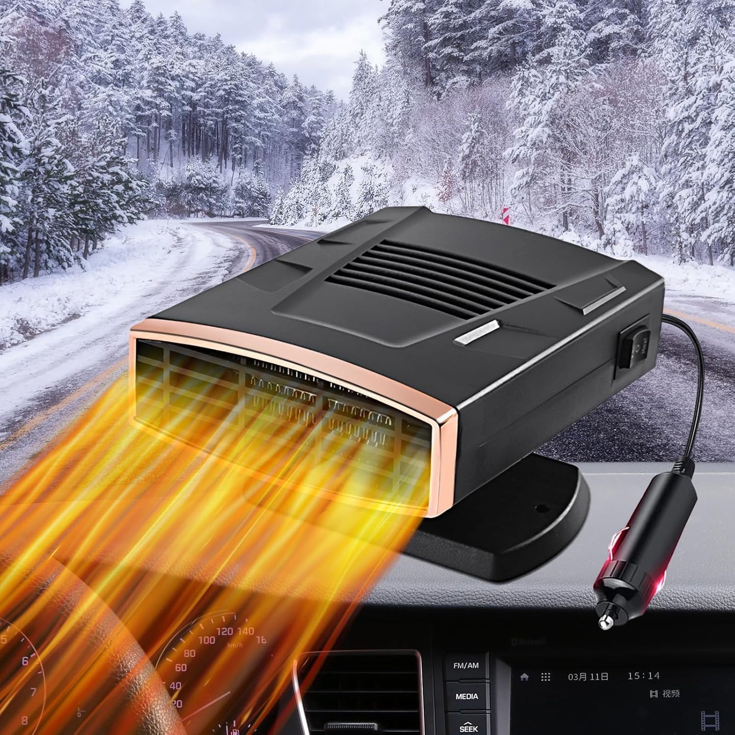 Fast Heating 12V Car Defogger - 360 Rotatable Window Defroster