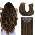GOO GOO Clip in Hair Extensions for Women 14in 120g - Brown Sugar