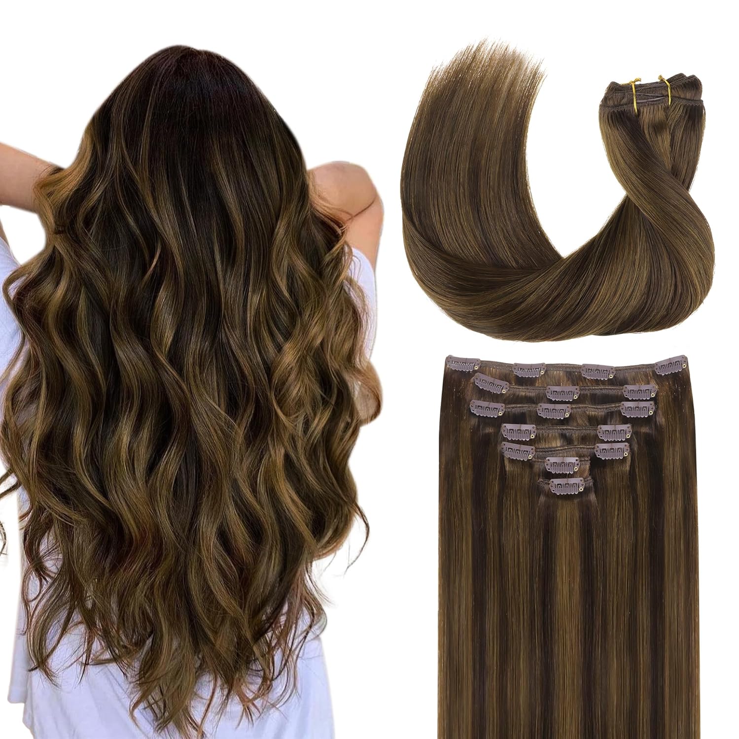 GOO GOO Clip in Hair Extensions for Women, 14in Natural Look