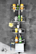Corner Shower Caddy Tension Pole 4-Tier Bathroom Organizer - Rustproof