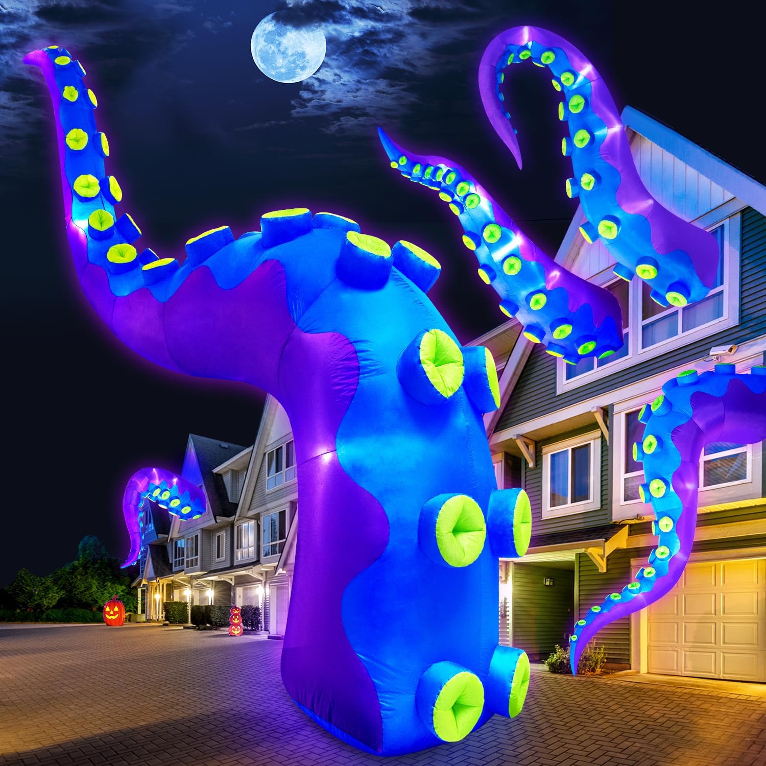 16FT Giant Halloween Inflatables Octopus Tentacles for Spooky Fun