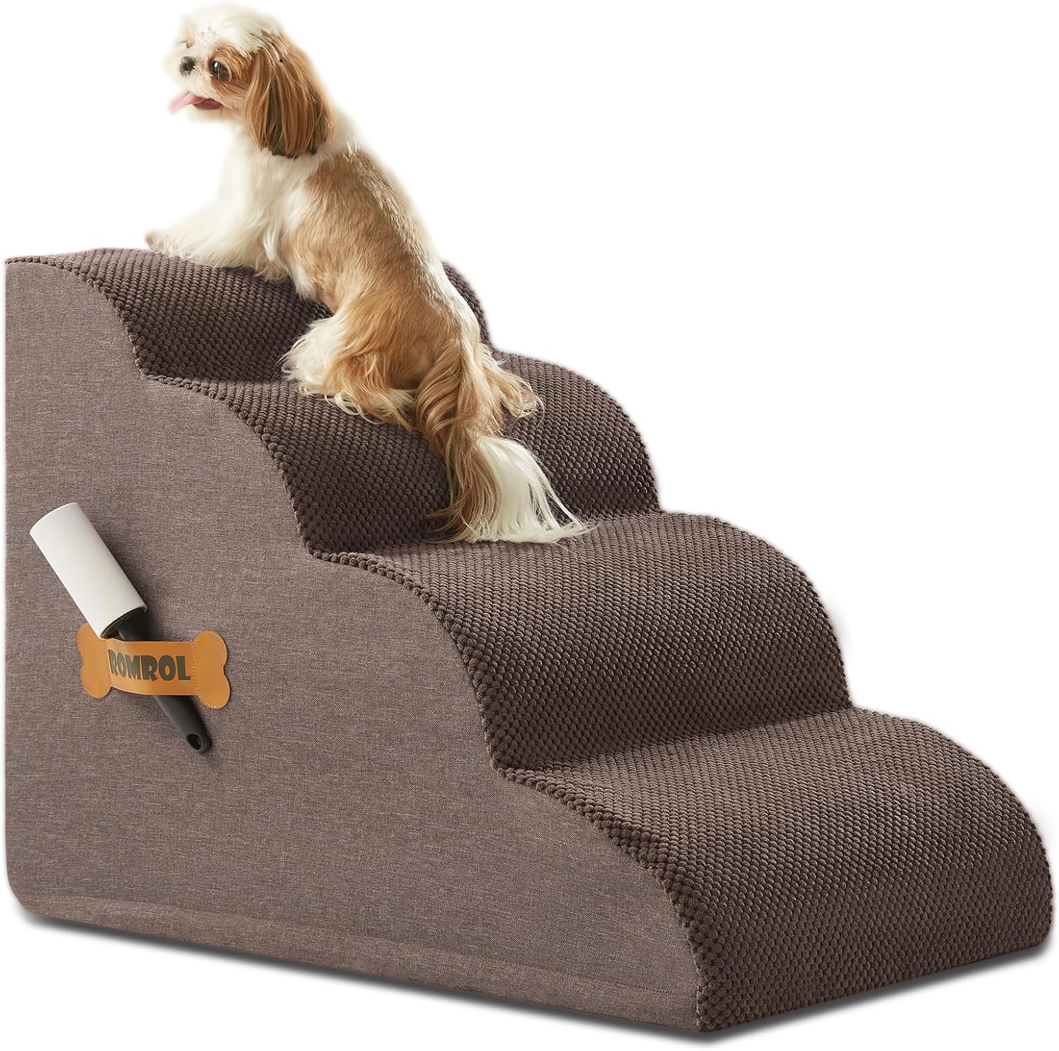 ROMROL Dog Stairs for High Beds and Couches, 4-Tier Ramp
