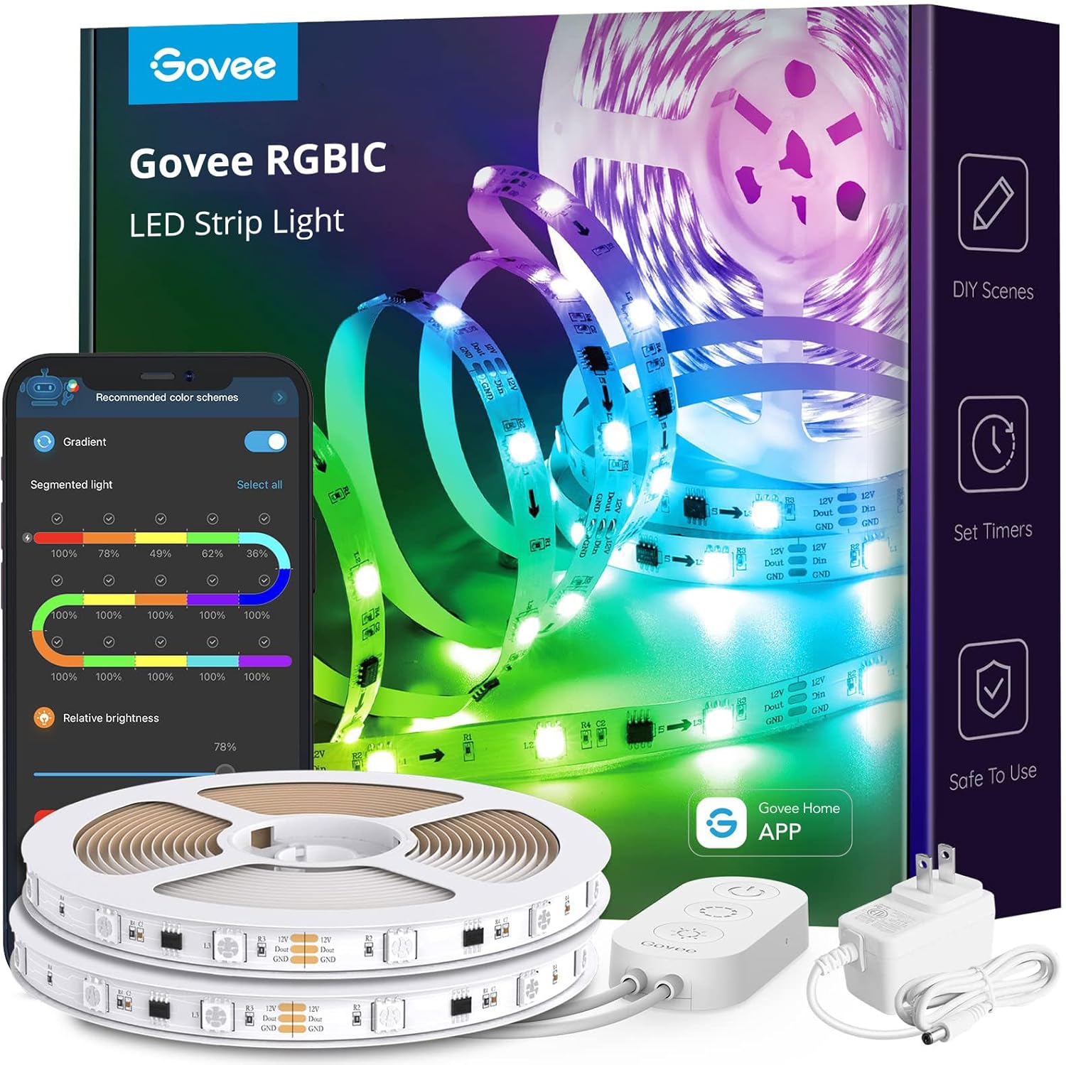 Govee 32.8ft LED Strip Lights with Smart App Control Features