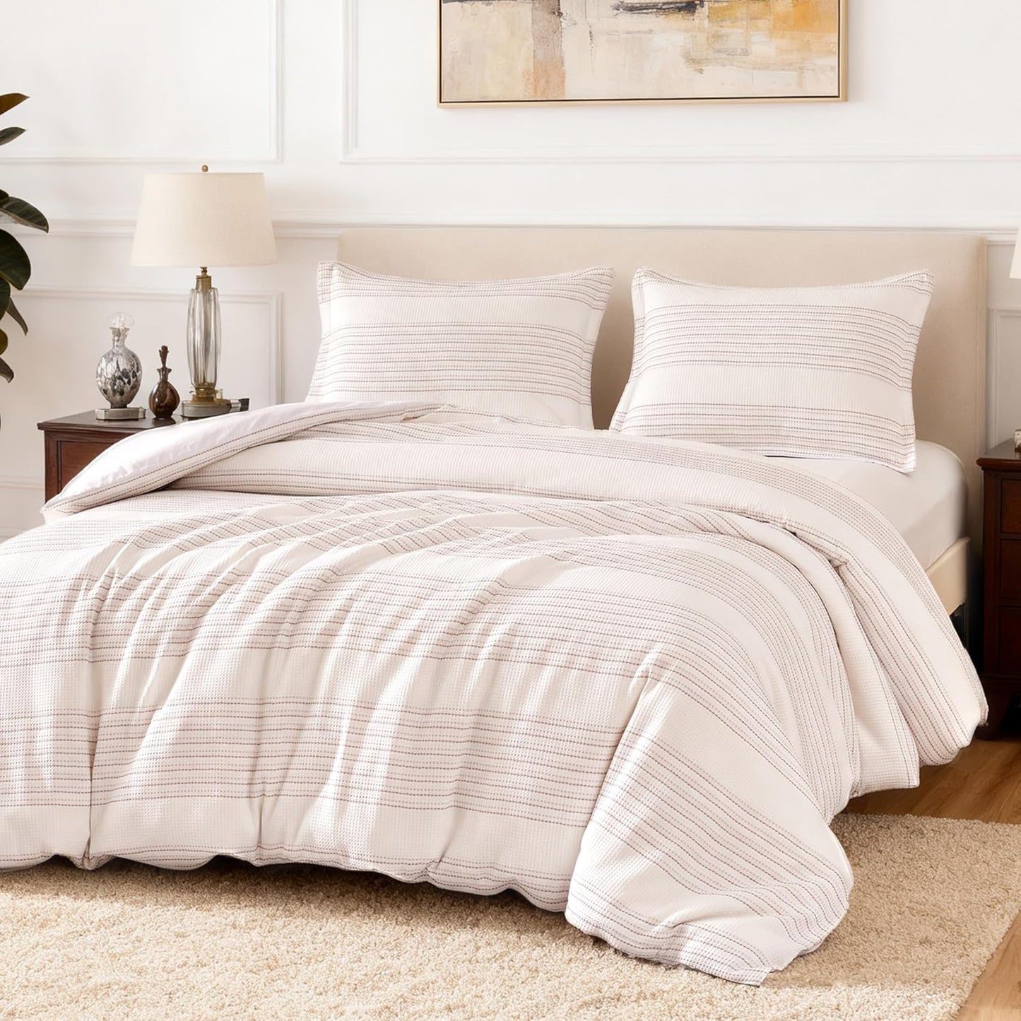 Waffle Weave Microfiber Duvet Cover Set for California King Beds