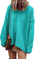 Oversized Scoop V Neck Batwing Sweater - Casual Fall Pullover ANRABESS