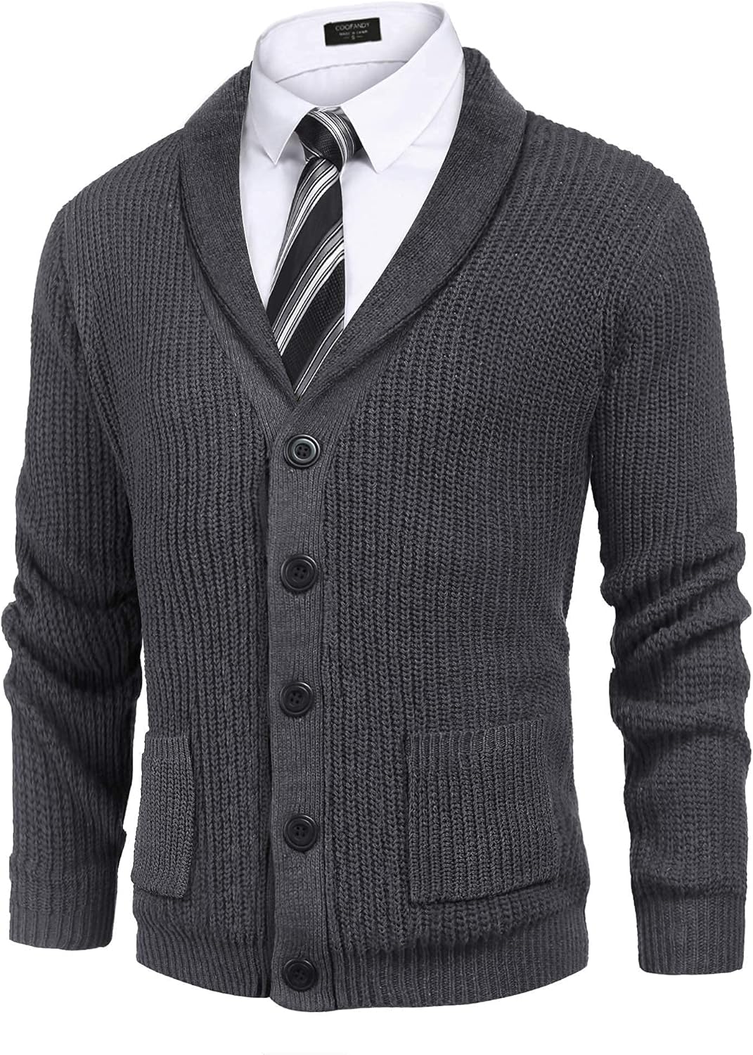 COOFANDY Men's Shawl Collar Cardigan Sweater for Stylish Comfort