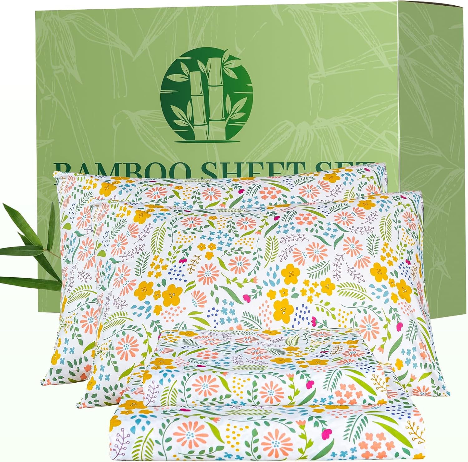 Cooling Queen Floral 4-Piece Sheet Set for Luxurious Comfort
