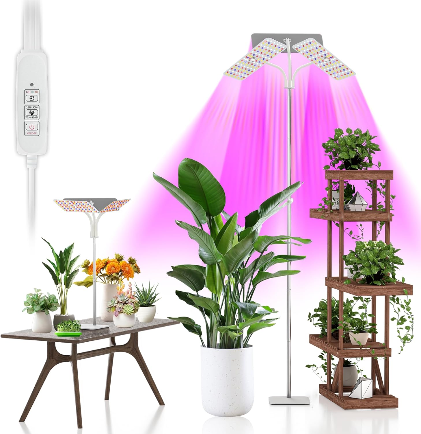 KINGPLUS Grow Lights with Stand for Indoor Plants - Full Spectrum