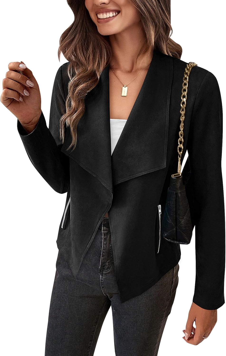 Faux Suede Jackets for Women - Trendy Cropped Coat for Fall