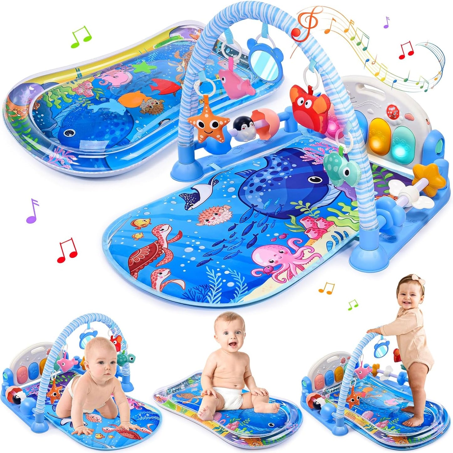 Baby Gyms Play Mats with Tummy Time Water Mat for Infants