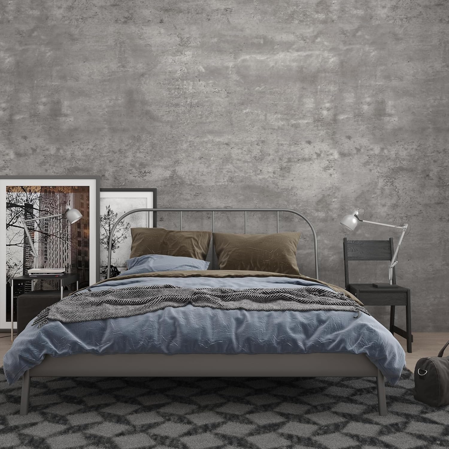 3D Wide Concrete Wallpaper Peel and Stick for Home Decor