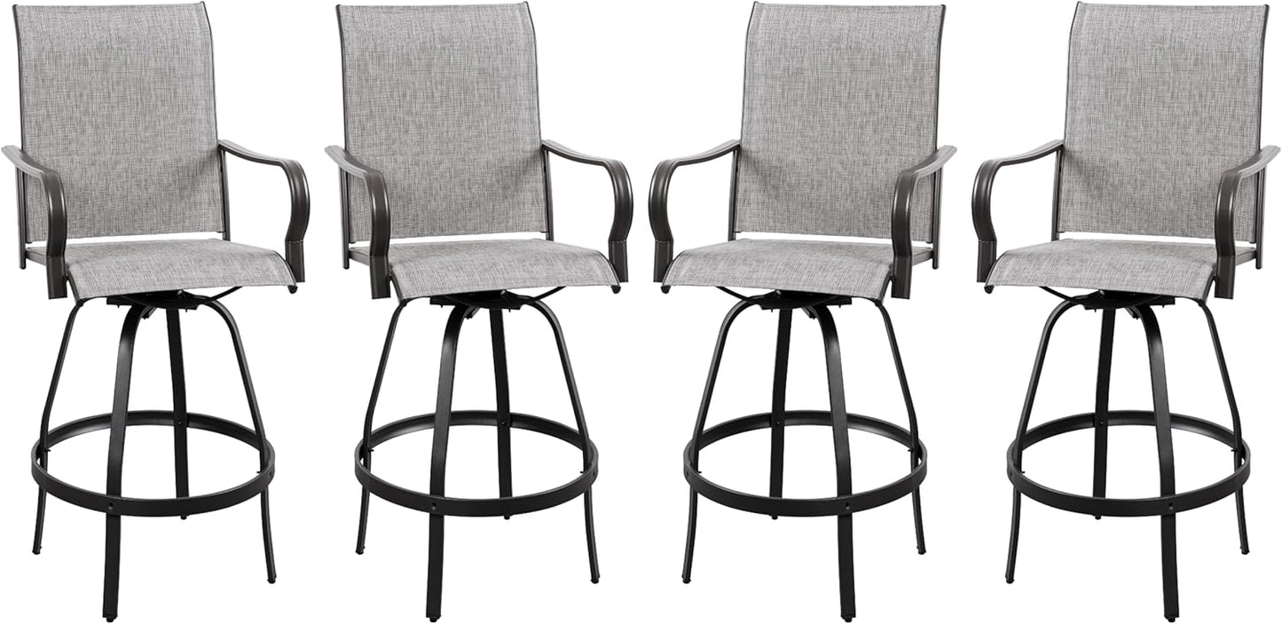 Vongrasig 4 Piece Patio Swivel Bar Chairs for Outdoor Spaces