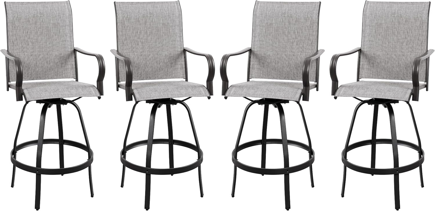 Vongrasig 4 Piece Patio Swivel Bar Chairs for Outdoor Spaces