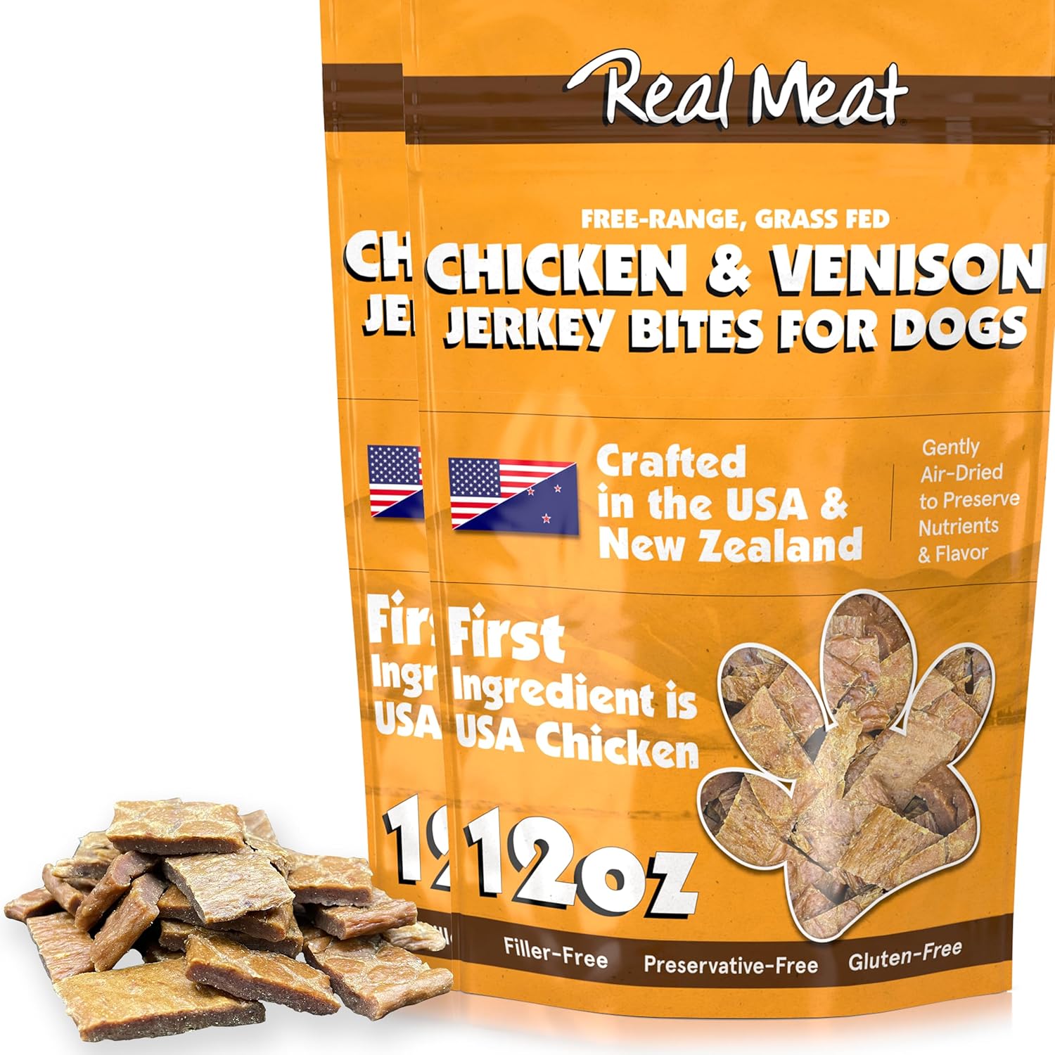 Real Meat Dog Treats - Grain-Free Venison & Chicken Jerky