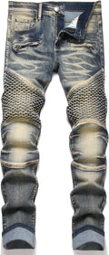 Men's Classic Zipper Biker Regular Fit Flex Jean - Comfortable Regular
