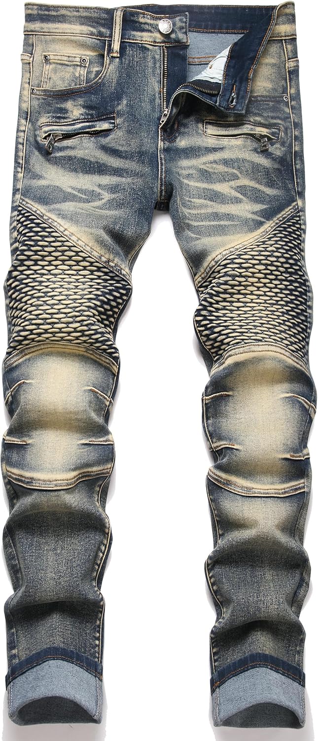 RXXKKK Men's Classic Zipper Biker Regular Fit Flex Jean Review