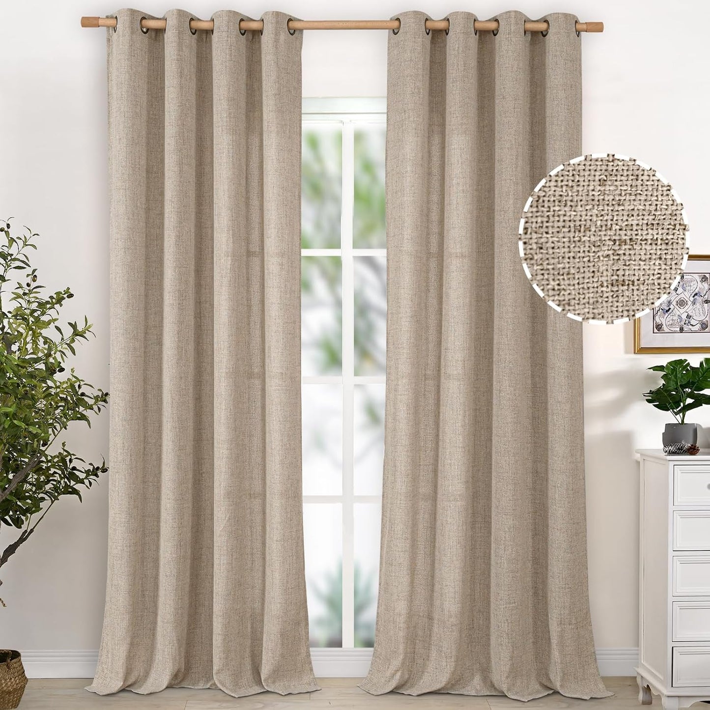 YoungsTex Linen Curtains 102 Inches Long for Privacy and Style