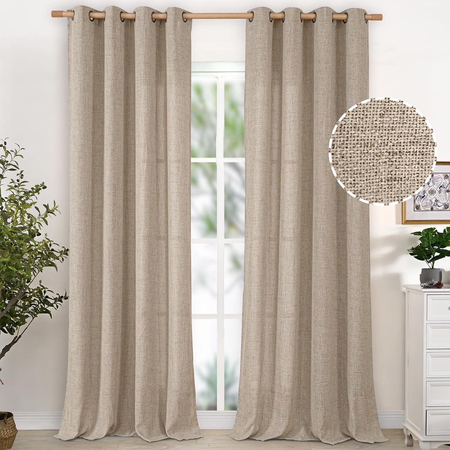 YoungsTex Linen Curtains 102 Inches Long for Privacy and Style