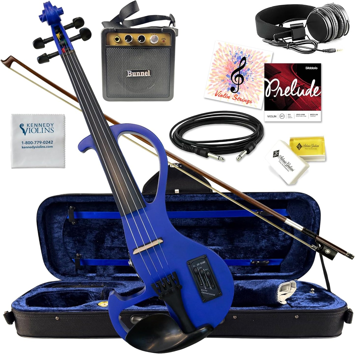 Bunnel Edge 4/4 Electric Violin - Piezo Pickup - Blue