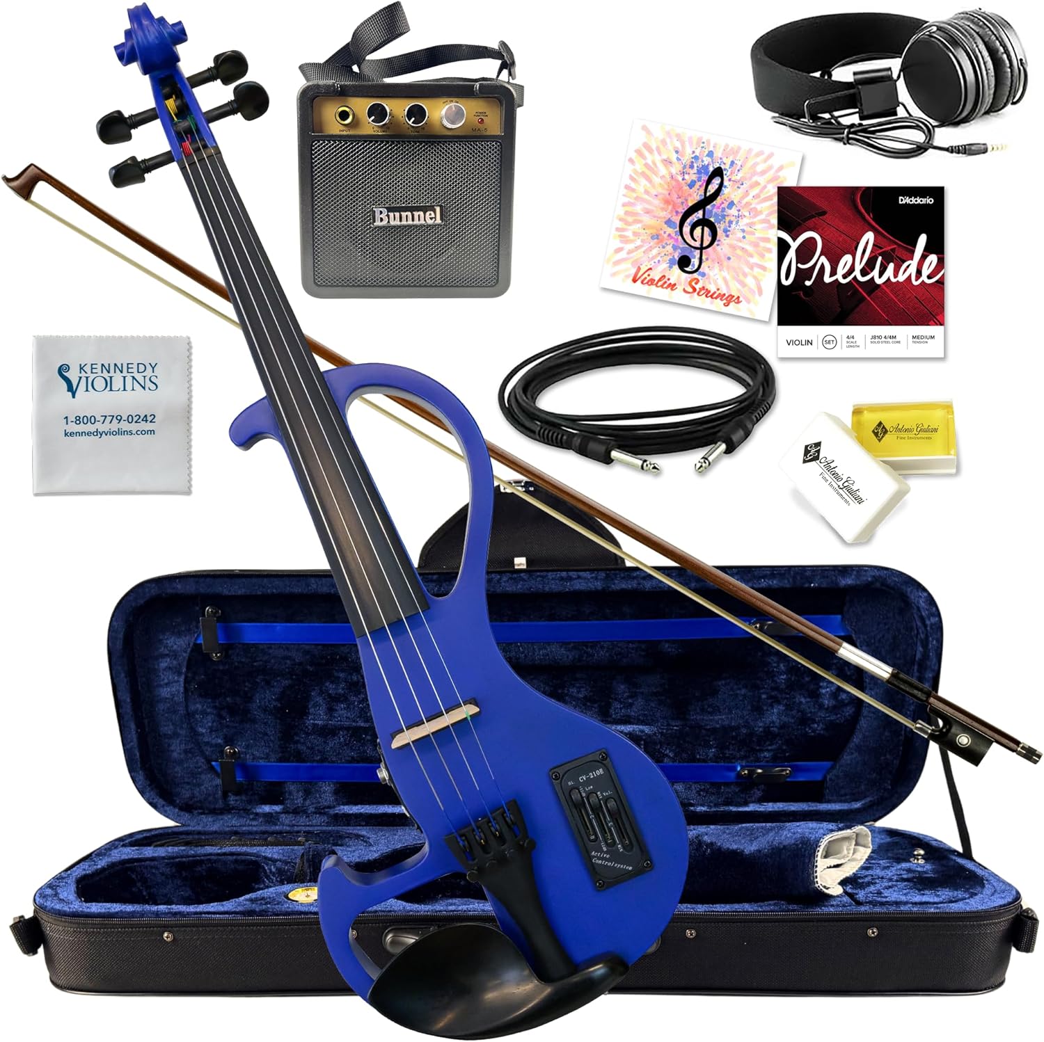 Bunnel Edge 4/4 Electric Violin - Piezo Pickup - Blue