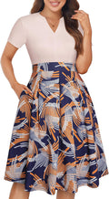 YATHON Womens Elegant Notched Neck A-Line Dress - Flattering Fit