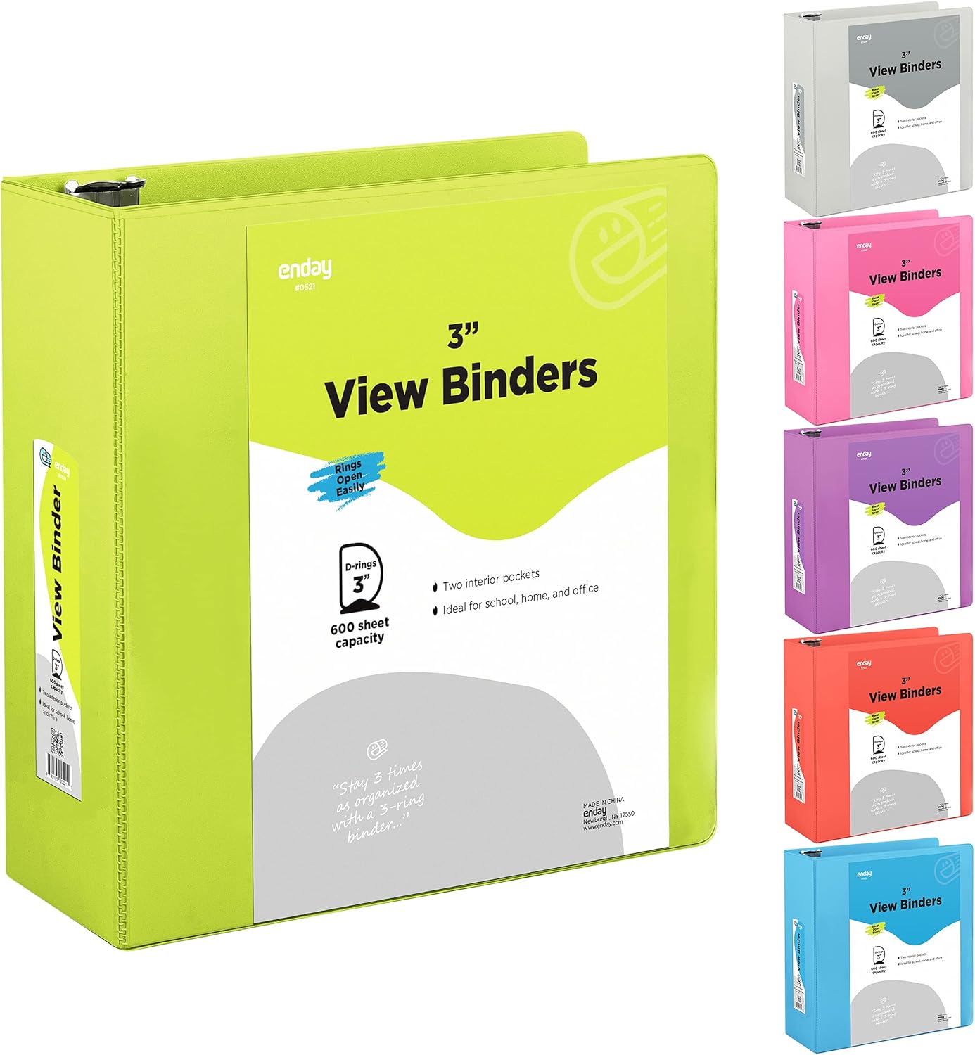 3 Inch Slant D-Ring Binder with Clear View Cover for School