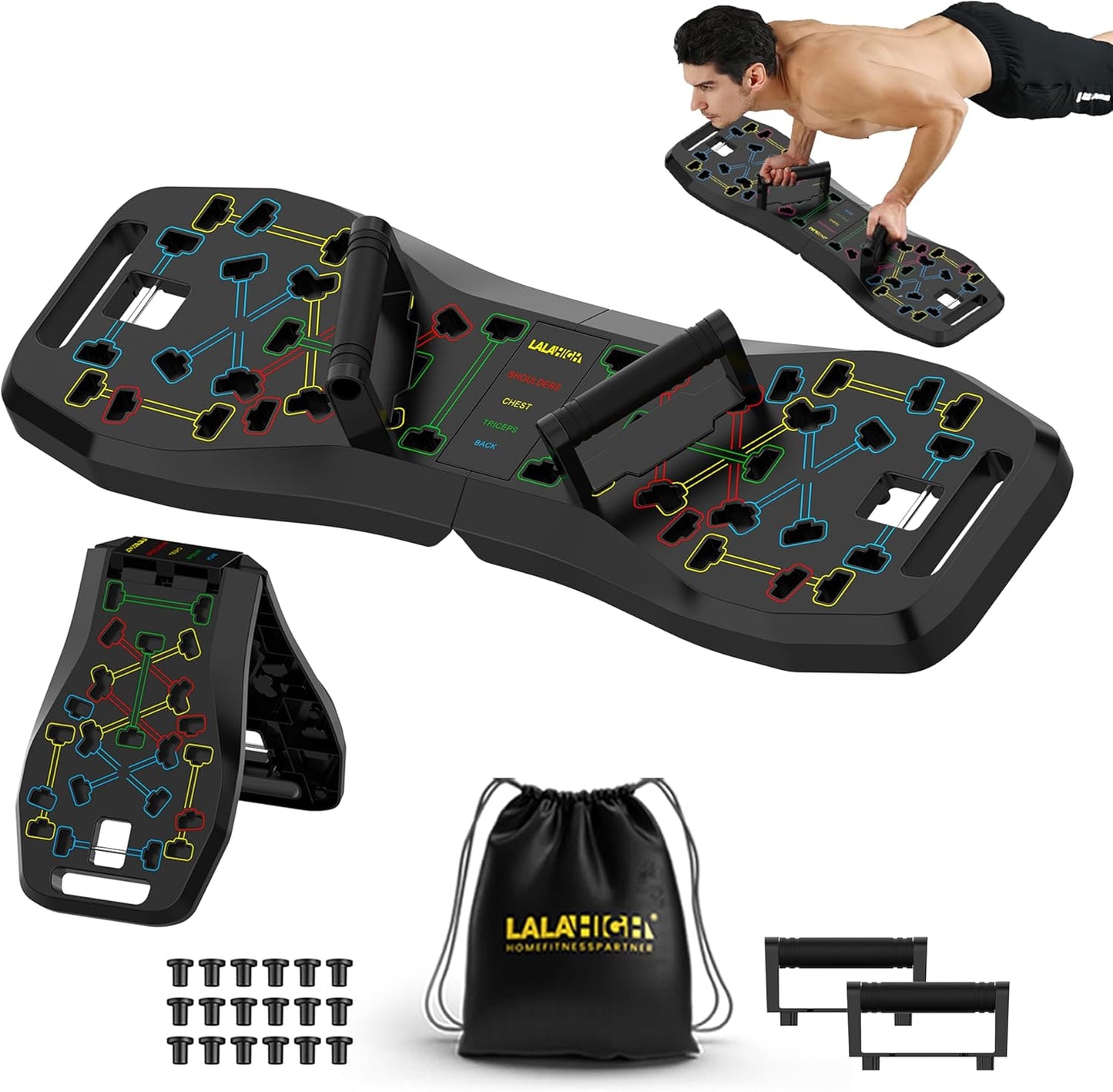 LALAHIGH Portable Push Up Board for Strength Training at Home