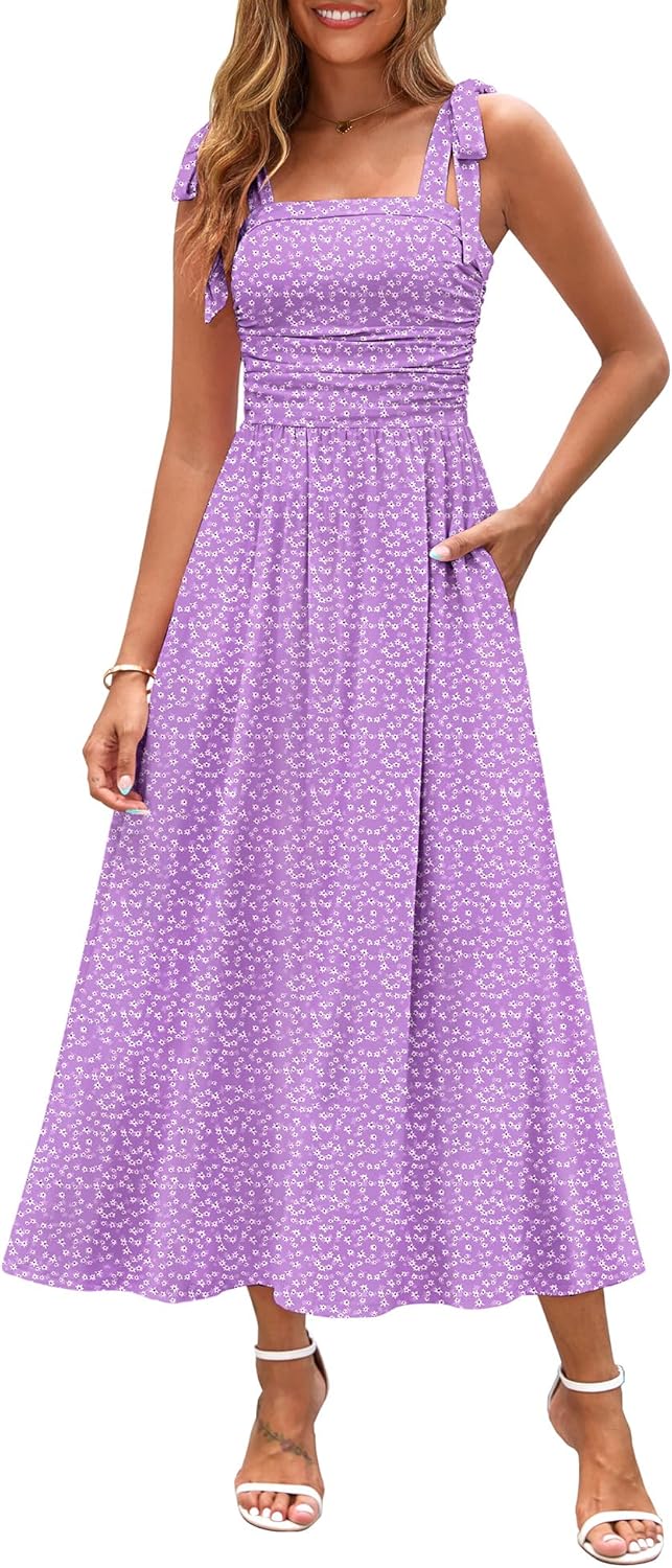Floral Maxi Dress with Pockets for Summer Beach Vacations