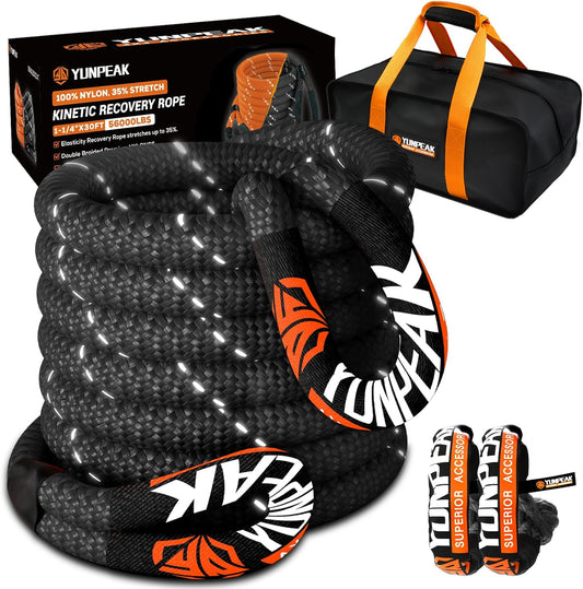 1.26in x 30ft Heavy-Duty Kinetic Recovery Rope for Off-Roading