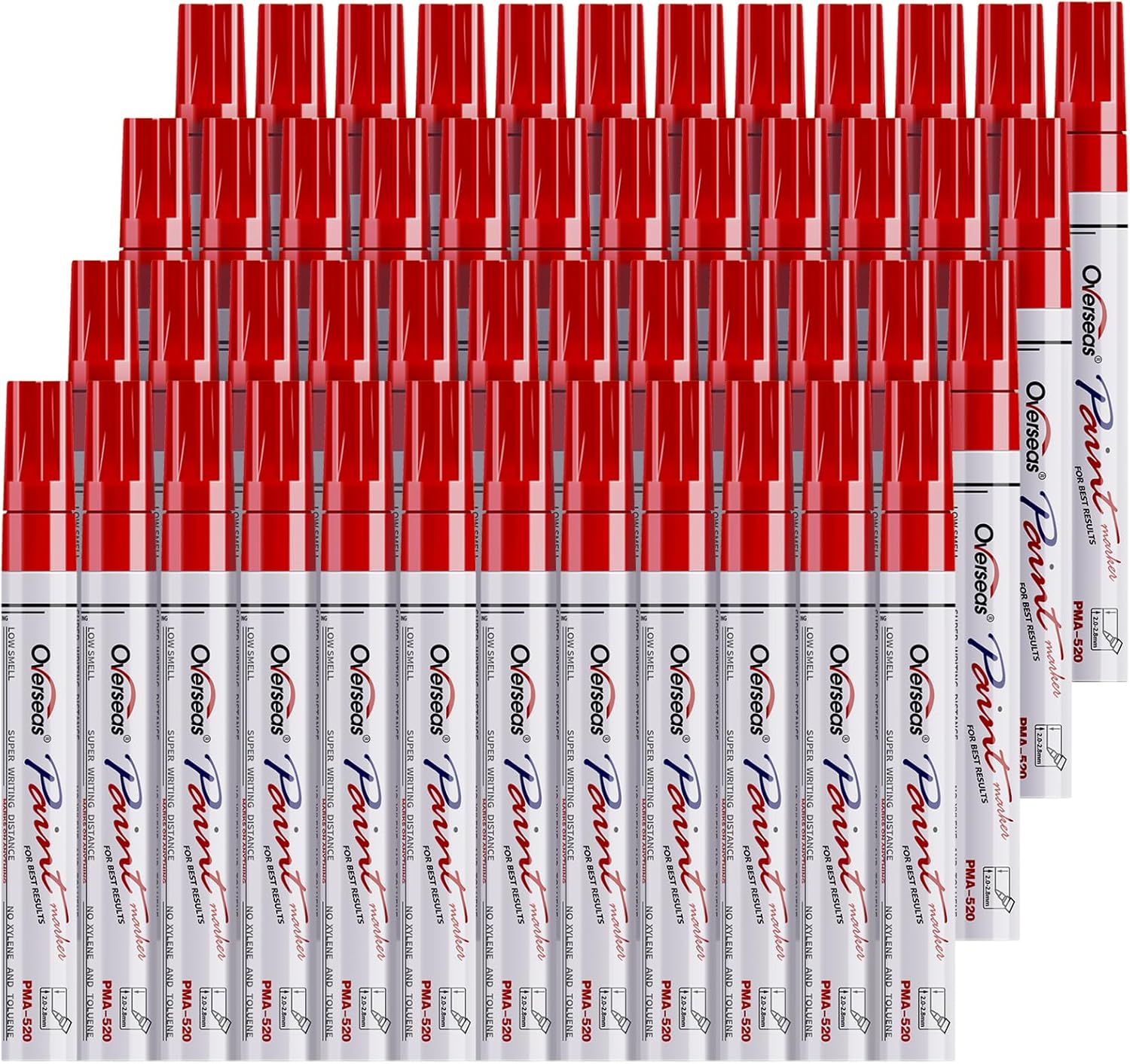 Overseas 48 Red Paint Pens Set for Multiple Surfaces and Uses