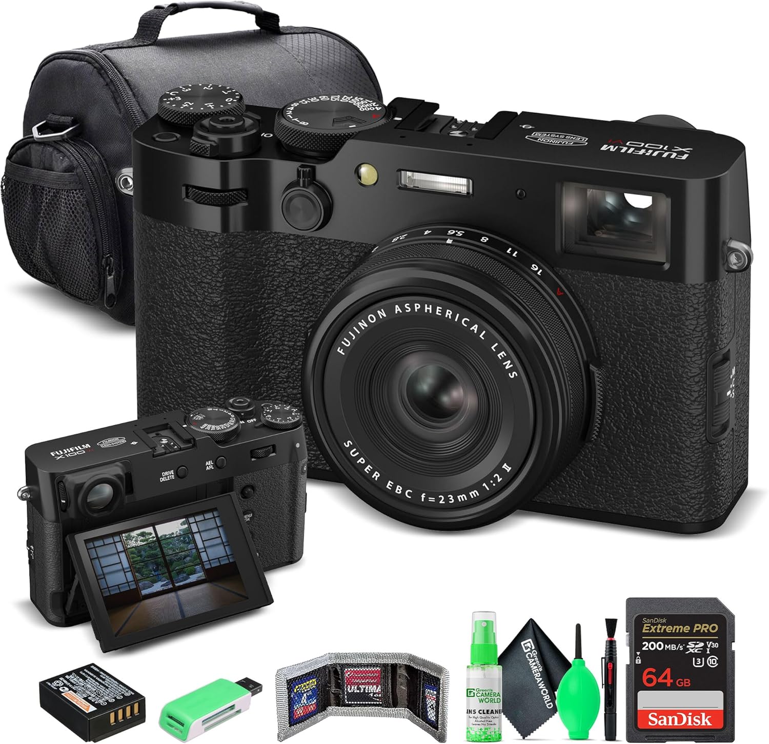 FUJIFILM X100VI Digital Camera Bundle with 64GB Card and More