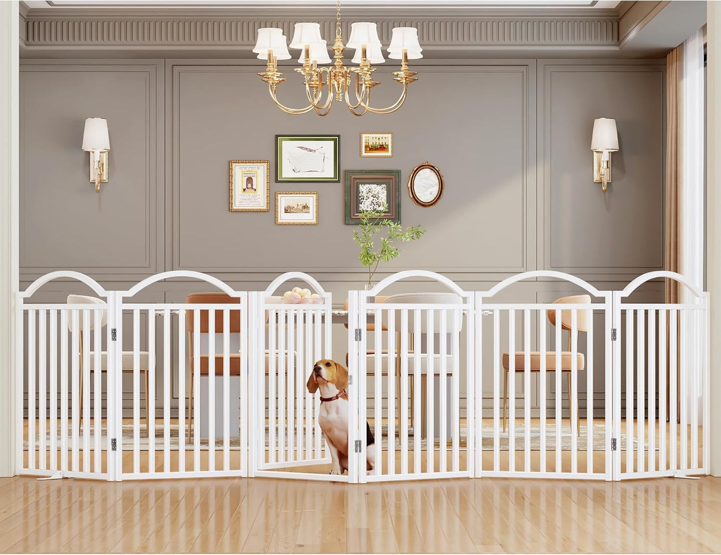 Extra Wide 144in Dog Gate with Door for Indoor and Outdoor Use