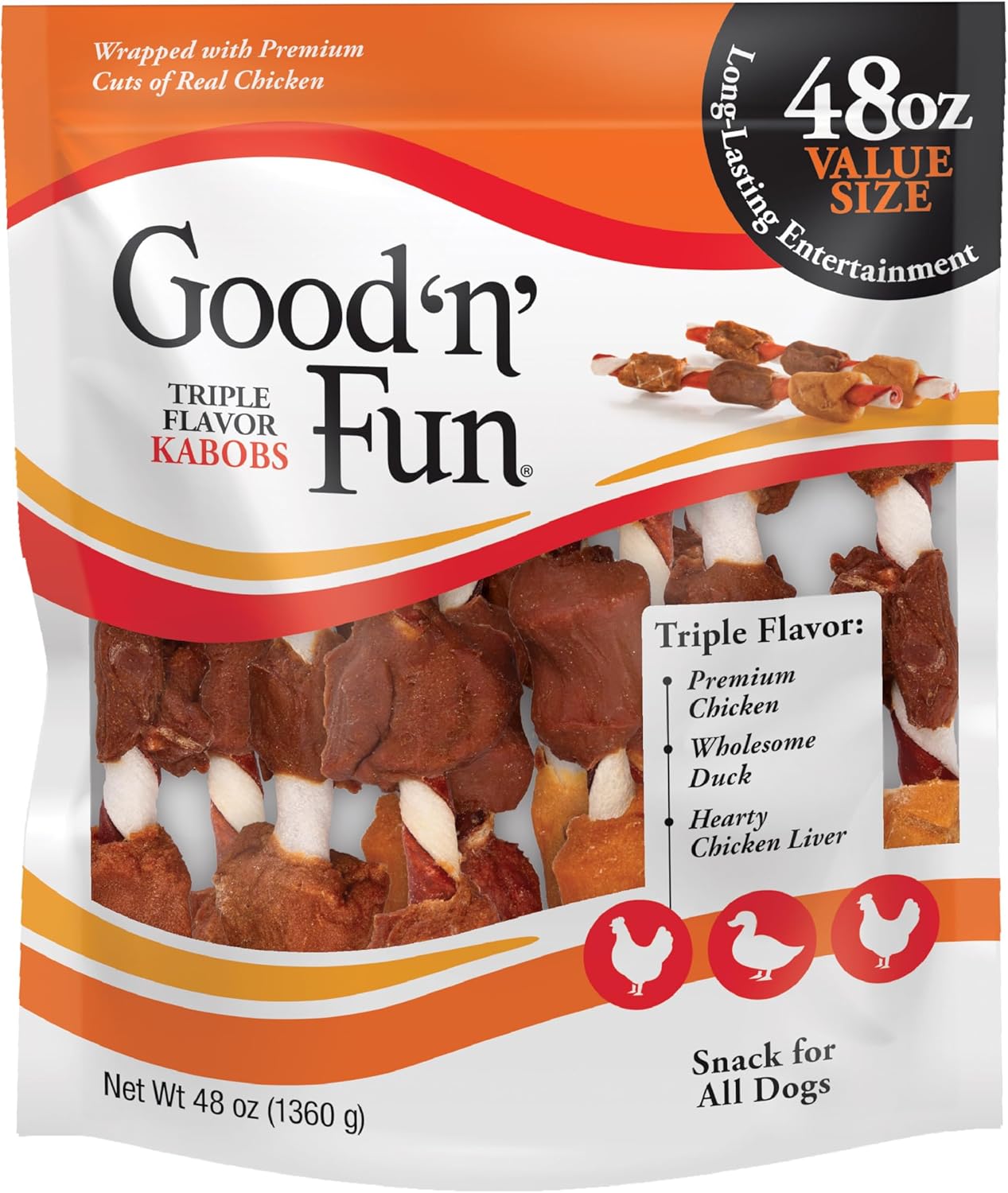 Triple Flavored Rawhide Kabobs - 48oz Dog Treats