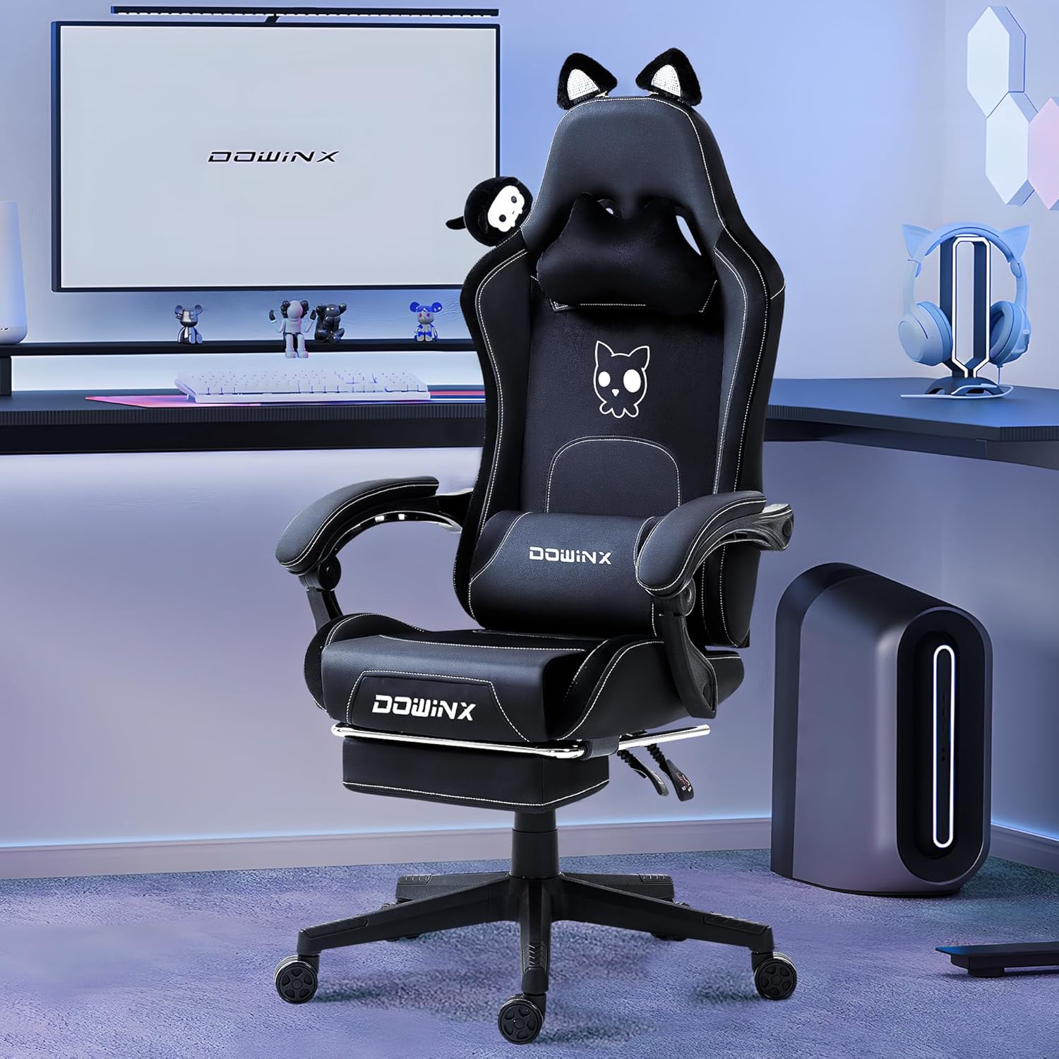 Dowinx Gaming Chair with Cat Ears and Massage Support for Comfort