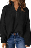 Women's Long Sleeve 1/4 Zip Chunky Knit Sweater - Cozy Casual Pullover