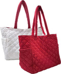 Reversible Nylon Tote for Women - Lightweight Quilted Carryall