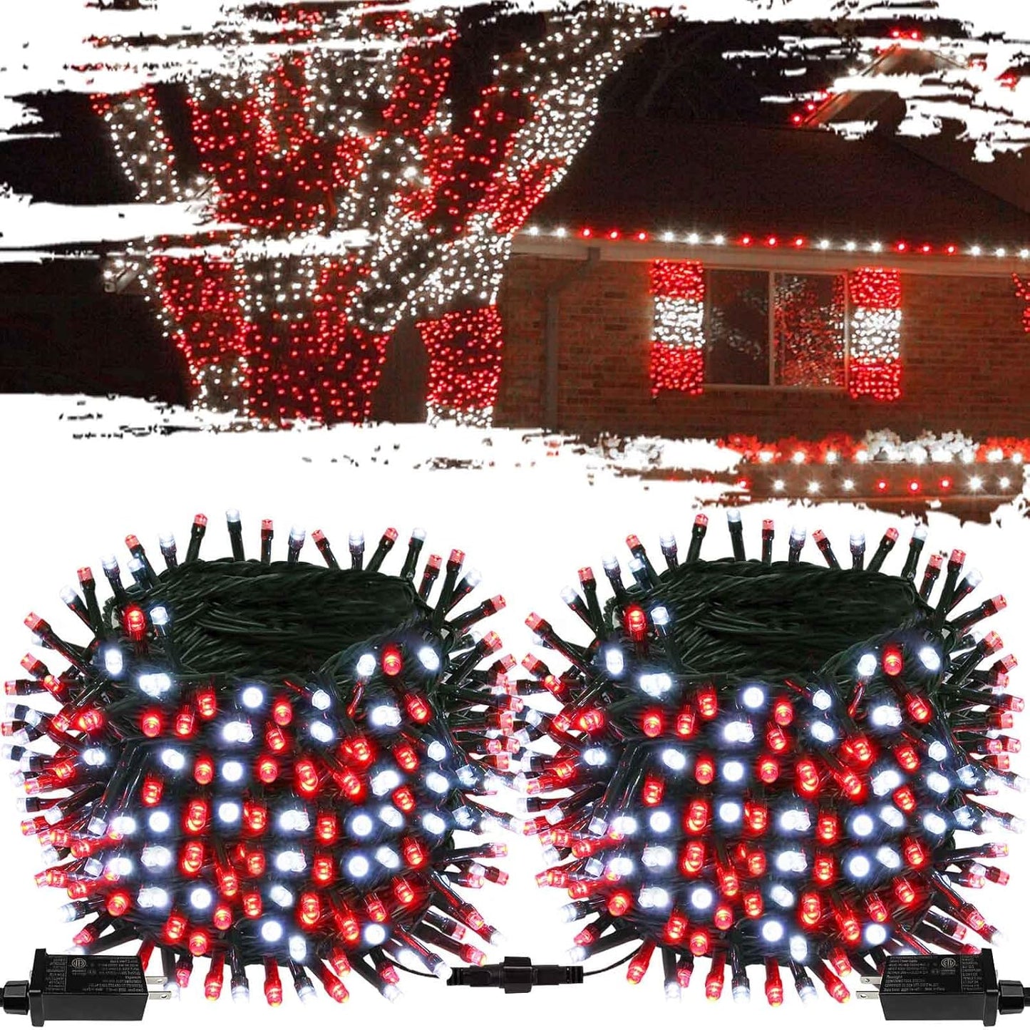 Connectable Red and White Christmas String Lights for Holiday Cheer