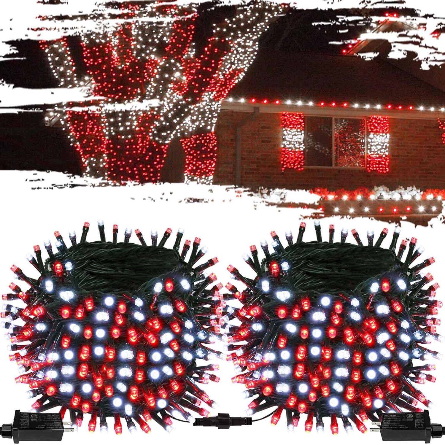 Connectable Red and White Christmas String Lights for Holiday Cheer
