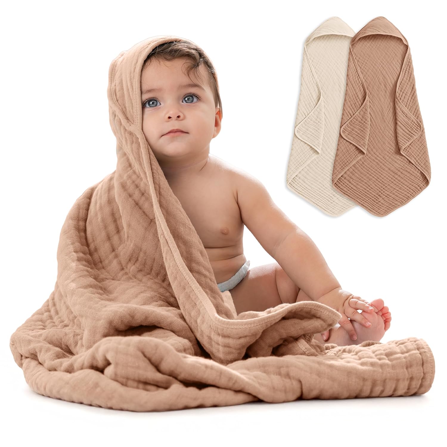 Comfy Cubs Hooded Baby Towel 2-Pack - Soft & Absorbent Design