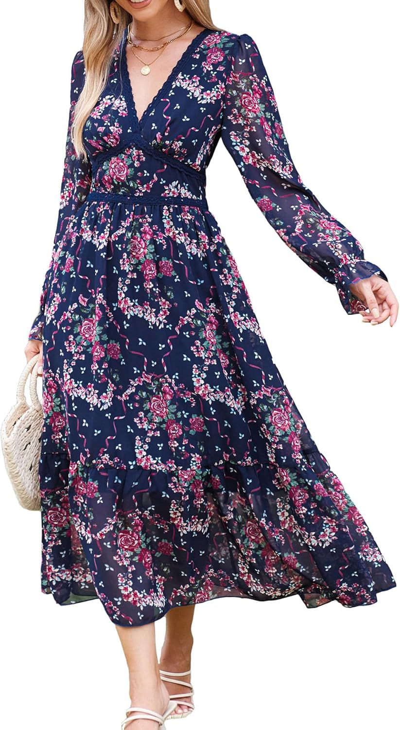 Women's Spring Wrap Maxi Dress for Weddings and Parties