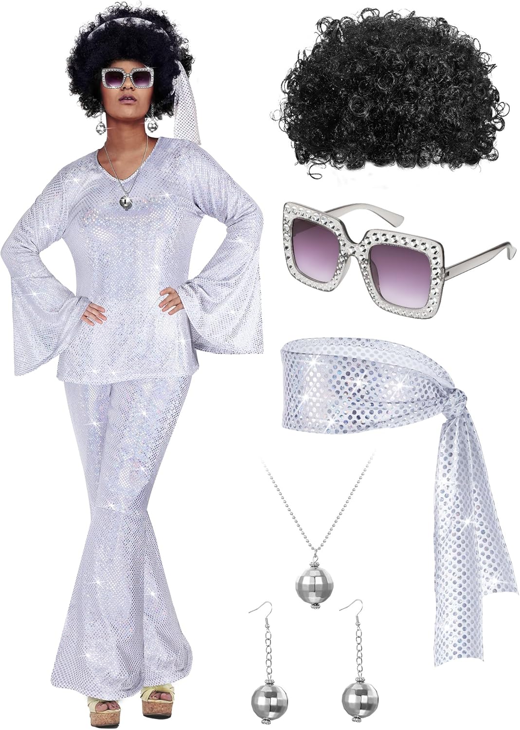 Disco Outfit Costume Set for Women - 70s Style Party Wear