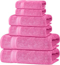 Quick-Dry Cotton Turkish Bath Towels Set of 6 - Pink Pack