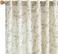 Lazzzy Green Floral Curtains 84 in Linen Back Tab Drapes - Vintage