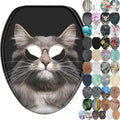 Wooden Elongated Toilet Seat with Soft Close - Decorative Cool Cat