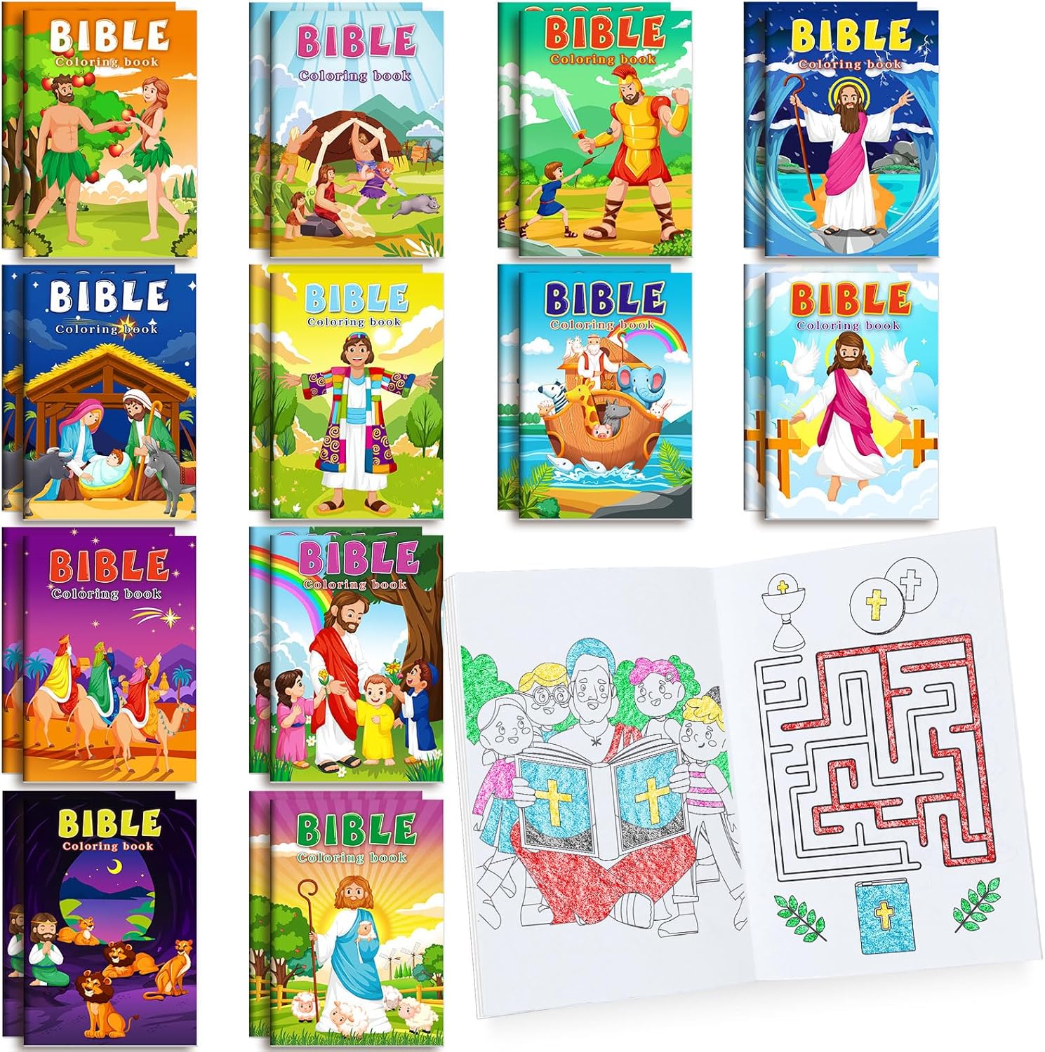 60 Pcs Christian Mini Coloring Books for Kids Activities