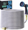 50FT Garden Hose 304 Stainless Steel Water Hose - Flexible, No Kink